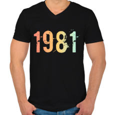 PRINTFASHION 1981 - Férfi V-nyakú póló - Fekete