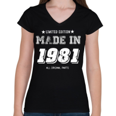 PRINTFASHION 1981 - Női V-nyakú póló - Fekete