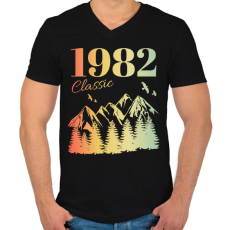 PRINTFASHION 1982 - Férfi V-nyakú póló - Fekete