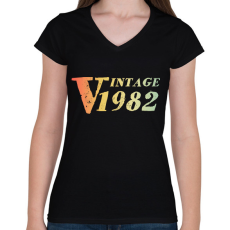 PRINTFASHION 1982 - Női V-nyakú póló - Fekete