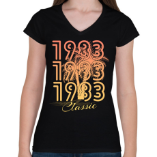 PRINTFASHION 1983 - Női V-nyakú póló - Fekete