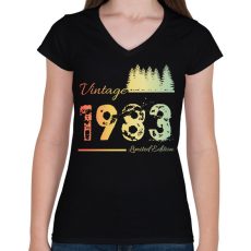 PRINTFASHION 1983 - Női V-nyakú póló - Fekete