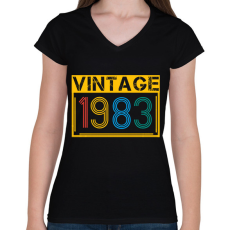 PRINTFASHION 1983 - Női V-nyakú póló - Fekete
