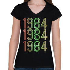 PRINTFASHION 1984 - Női V-nyakú póló - Fekete