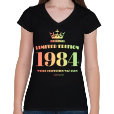 PRINTFASHION 1984 - Női V-nyakú póló - Fekete