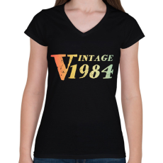 PRINTFASHION 1984 - Női V-nyakú póló - Fekete
