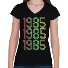 PRINTFASHION 1985 - Női V-nyakú póló - Fekete női póló