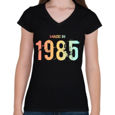 PRINTFASHION 1985 - Női V-nyakú póló - Fekete