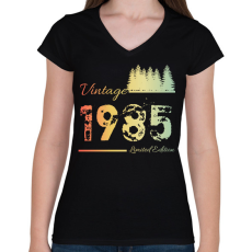 PRINTFASHION 1985 - Női V-nyakú póló - Fekete