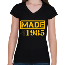 PRINTFASHION 1985 - Női V-nyakú póló - Fekete