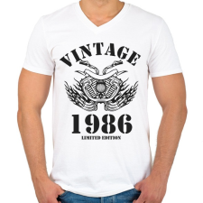 PRINTFASHION 1986 - Férfi V-nyakú póló - Fehér férfi póló