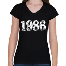 PRINTFASHION 1986 - Női V-nyakú póló - Fekete női póló