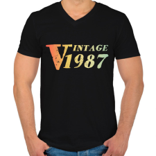 PRINTFASHION 1987 - Férfi V-nyakú póló - Fekete férfi póló