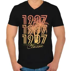 PRINTFASHION 1987 - Férfi V-nyakú póló - Fekete