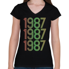 PRINTFASHION 1987 - Női V-nyakú póló - Fekete női póló