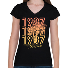 PRINTFASHION 1987 - Női V-nyakú póló - Fekete