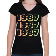 PRINTFASHION 1987 - Női V-nyakú póló - Fekete női póló