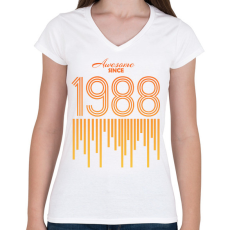 PRINTFASHION 1988 - Női V-nyakú póló - Fehér