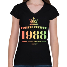 PRINTFASHION 1988 - Női V-nyakú póló - Fekete női póló