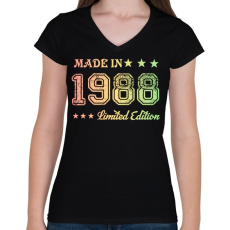 PRINTFASHION 1988 - Női V-nyakú póló - Fekete