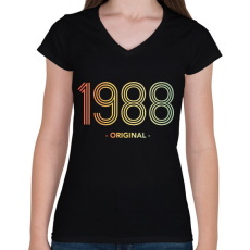 PRINTFASHION 1988 - Női V-nyakú póló - Fekete