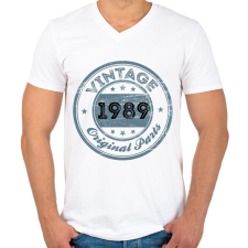 PRINTFASHION 1989 - Férfi V-nyakú póló - Fehér férfi póló