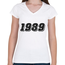 PRINTFASHION 1989 - Női V-nyakú póló - Fehér