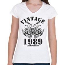 PRINTFASHION 1989 - Női V-nyakú póló - Fehér női póló