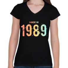 PRINTFASHION 1989 - Női V-nyakú póló - Fekete
