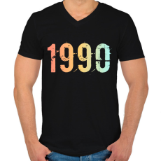 PRINTFASHION 1990 - Férfi V-nyakú póló - Fekete