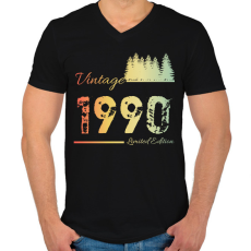 PRINTFASHION 1990 - Férfi V-nyakú póló - Fekete