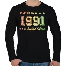 PRINTFASHION 1991 - Férfi hosszú ujjú póló - Fekete férfi póló