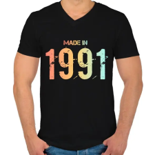 PRINTFASHION 1991 - Férfi V-nyakú póló - Fekete férfi póló