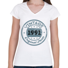 PRINTFASHION 1991 - Női V-nyakú póló - Fehér