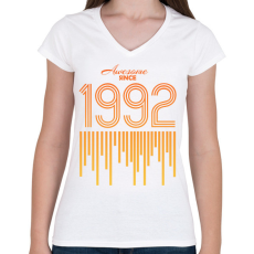 PRINTFASHION 1992 - Női V-nyakú póló - Fehér