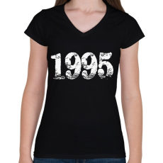 PRINTFASHION 1995 - Női V-nyakú póló - Fekete