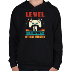 PRINTFASHION 19 éves gamer - Gyerek kapucnis pulóver - Fekete