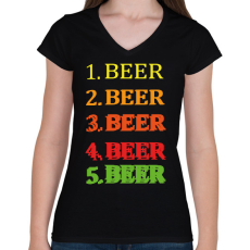 PRINTFASHION 1-5 Beer - Női V-nyakú póló - Fekete