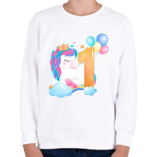 PRINTFASHION 1 éves unikornis - Gyerek pulóver - Fehér