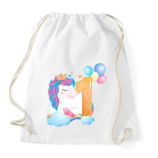 PRINTFASHION 1 éves unikornis - Sportzsák, Tornazsák - Fehér tornazsák