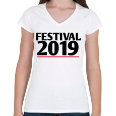 PRINTFASHION 2019 fesztivál - Női V-nyakú póló - Fehér