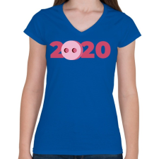 PRINTFASHION 2020 Disznóvágás - Női V-nyakú póló - Királykék női póló