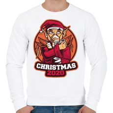 PRINTFASHION 2020 Karácsony mikulás maszkban - Férfi pulóver - Fehér