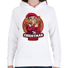 PRINTFASHION 2020 Karácsony mikulás maszkban - Női kapucnis pulóver - Fehér