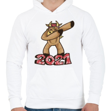 PRINTFASHION 2021 táncoló tehén  - Férfi kapucnis pulóver - Fehér