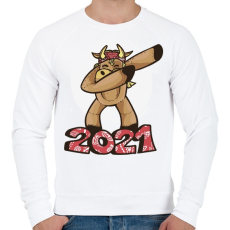 PRINTFASHION 2021 táncoló tehén  - Férfi pulóver - Fehér