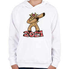 PRINTFASHION 2021 táncoló tehén  - Gyerek kapucnis pulóver - Fehér