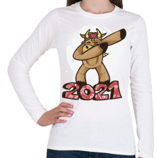 PRINTFASHION 2021 táncoló tehén  - Női hosszú ujjú póló - Fehér