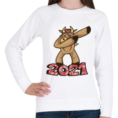 PRINTFASHION 2021 táncoló tehén  - Női pulóver - Fehér