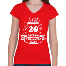 PRINTFASHION 20 lettem - Női V-nyakú póló - Piros